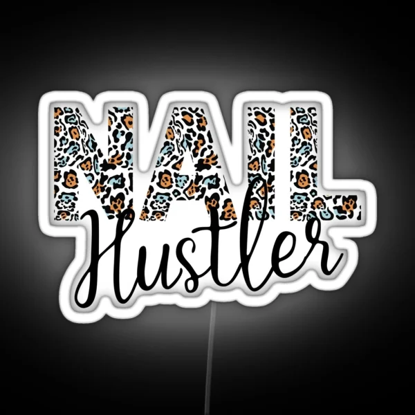 Leopard Pattern Nail Hustler Nail Tech Techniques Nail RGB Neon Sign