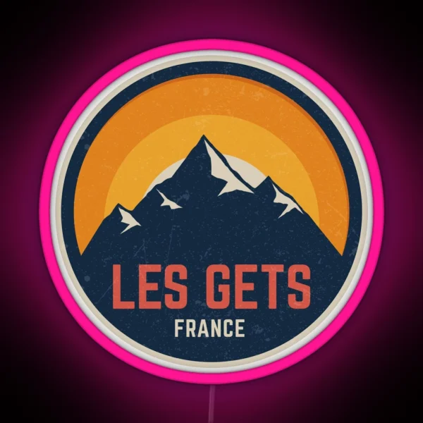 Les Gets France Mountain Design RGB Neon Sign