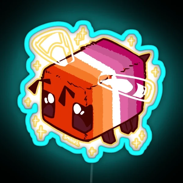 Lesbian Pride Minecraft Bee RGB Neon Sign