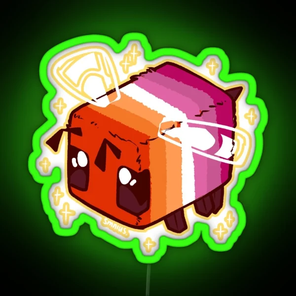 Lesbian Pride Minecraft Bee RGB Neon Sign