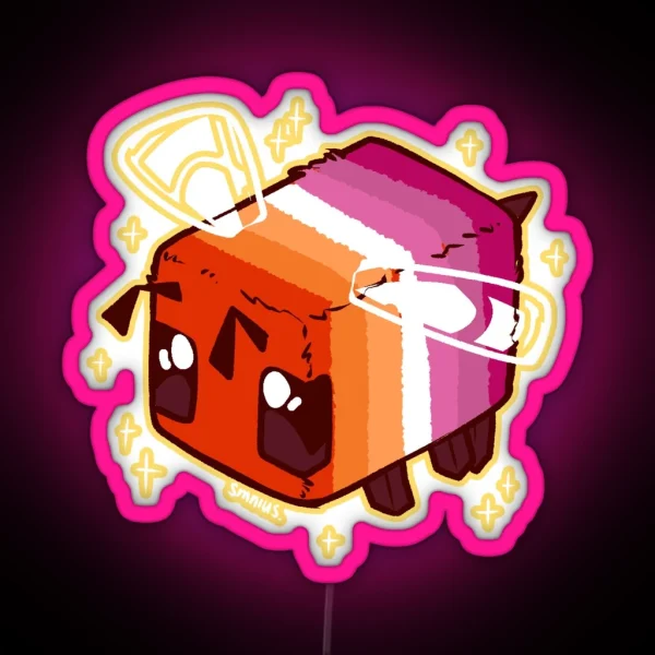 Lesbian Pride Minecraft Bee RGB Neon Sign