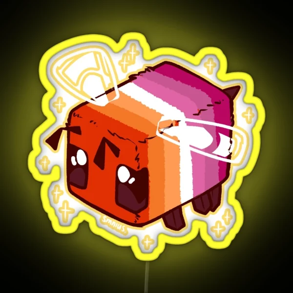 Lesbian Pride Minecraft Bee RGB Neon Sign
