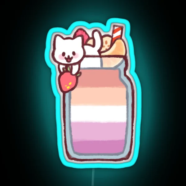 Lesbian Pride Smoothie Kitty RGB Neon Sign