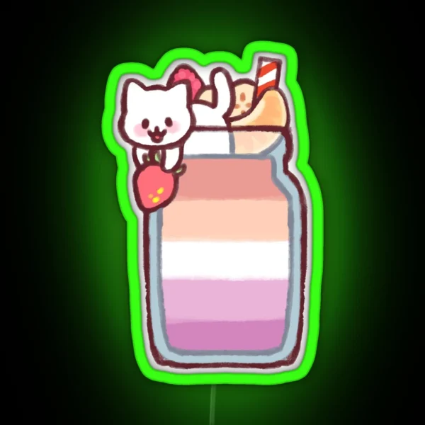 Lesbian Pride Smoothie Kitty RGB Neon Sign