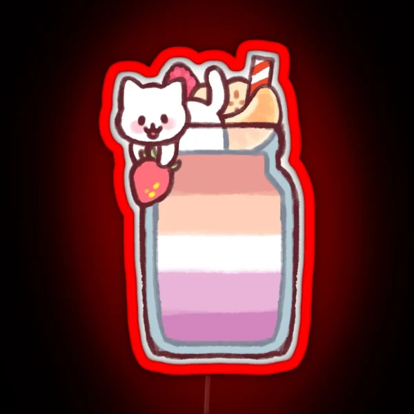 Lesbian Pride Smoothie Kitty RGB Neon Sign