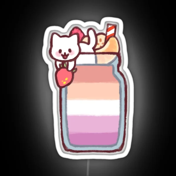 Lesbian Pride Smoothie Kitty RGB Neon Sign