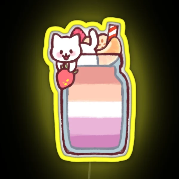 Lesbian Pride Smoothie Kitty RGB Neon Sign