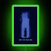 neon sign displaying 'let's all love lain' in vibrant rgb colors with a green tint.