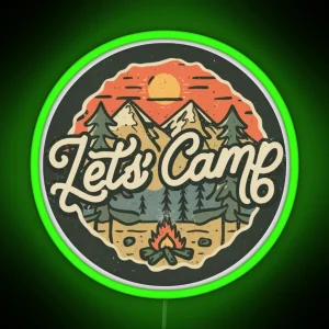 Let S Camp Mountain Nature Adventure RGB Neon Sign