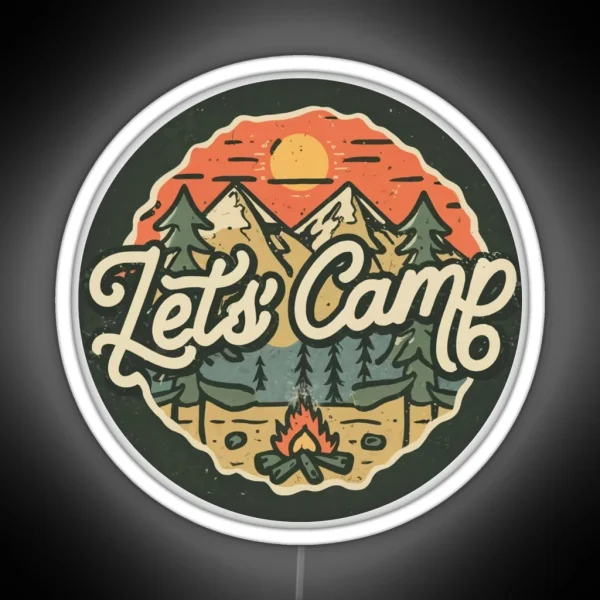 Let S Camp Mountain Nature Adventure RGB Neon Sign