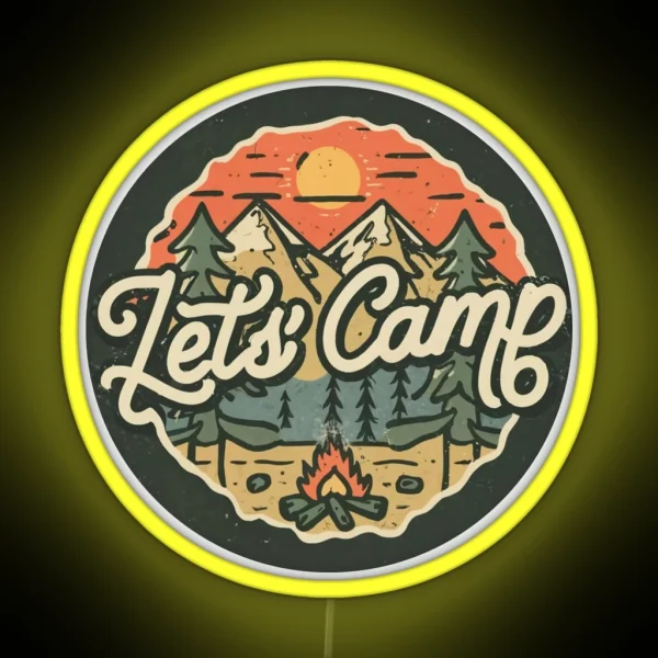Let S Camp Mountain Nature Adventure RGB Neon Sign