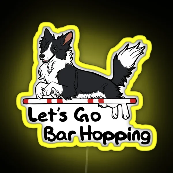 Let S Go Bar Hopping Black And White RGB Neon Sign