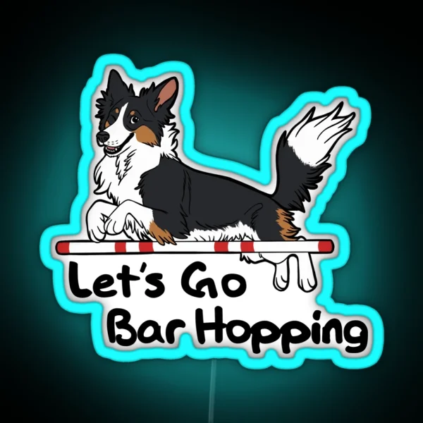 Let S Go Bar Hopping Black Tri And White RGB Neon Sign