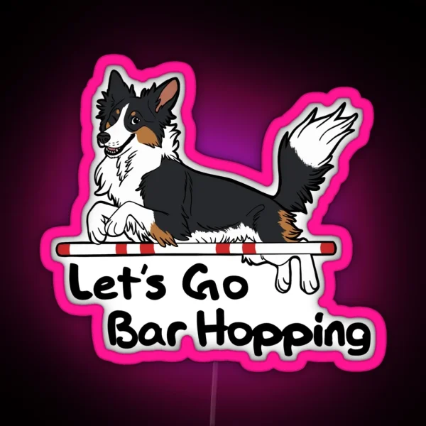Let S Go Bar Hopping Black Tri And White RGB Neon Sign