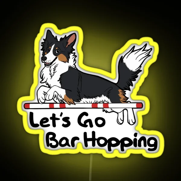 Let S Go Bar Hopping Black Tri And White RGB Neon Sign