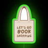 Cute beige and brown tote bag with RGB neon sign design - perfect for book shopping!