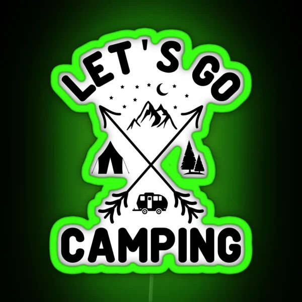 Let S Go Camping Outdoor Activity Bonfire RGB Neon Sign