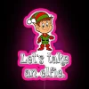 A colorful Elfie Christmas 2020 neon sign with RGB lighting in a vibrant pink tone.