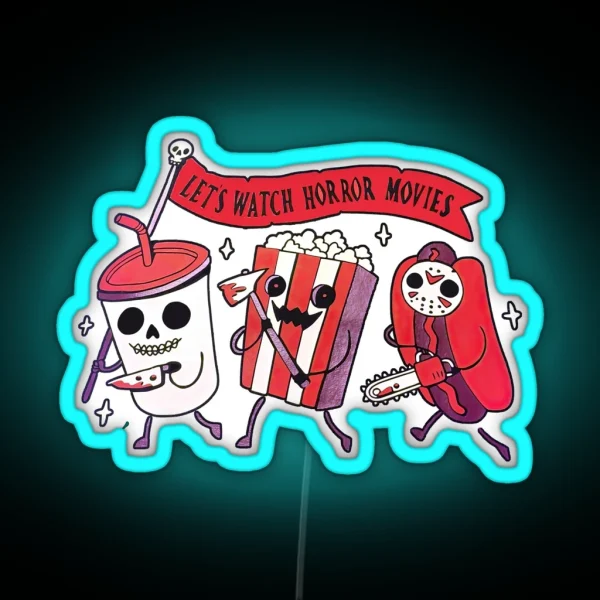 Let S Watch Horror Movies Retro Halloween RGB Neon Sign