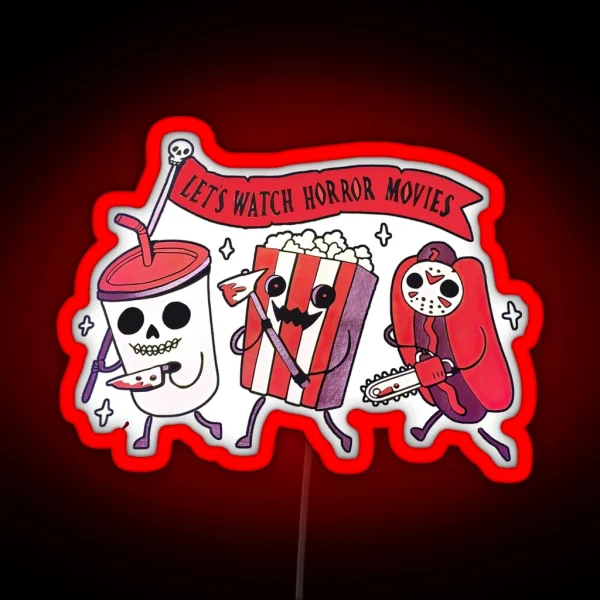 Let S Watch Horror Movies Retro Halloween RGB Neon Sign