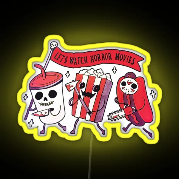 Let S Watch Horror Movies Retro Halloween RGB Neon Sign