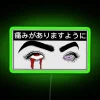 rgb neon sign displaying let there be pain in vibrant green.