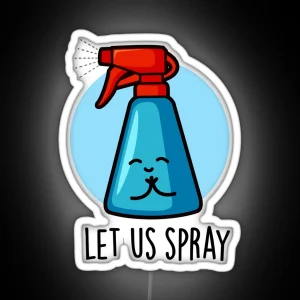 Let Us Spray Funny Praying Spray Bottle Puns RGB Neon Sign