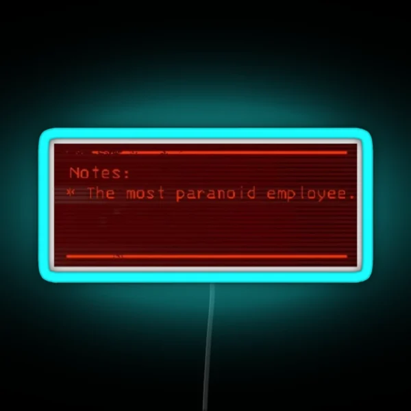 Lethal Company Notes Paranoid Colour Fill RGB Neon Sign