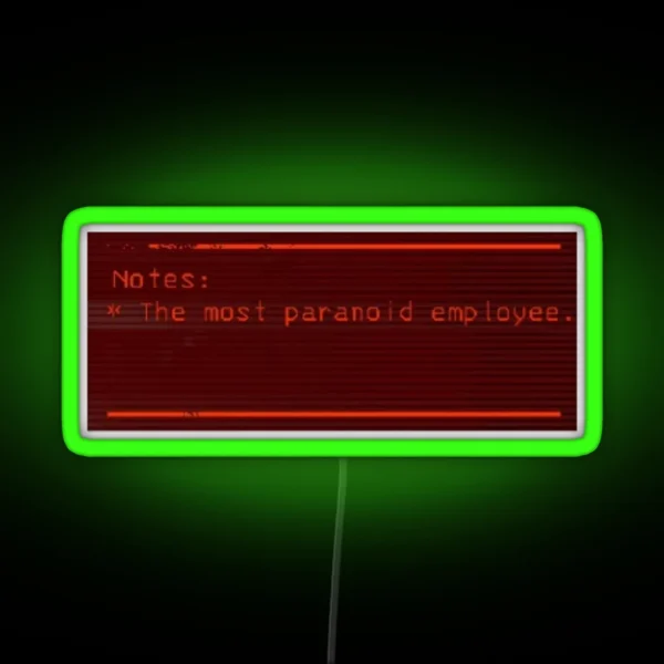 Lethal Company Notes Paranoid Colour Fill RGB Neon Sign