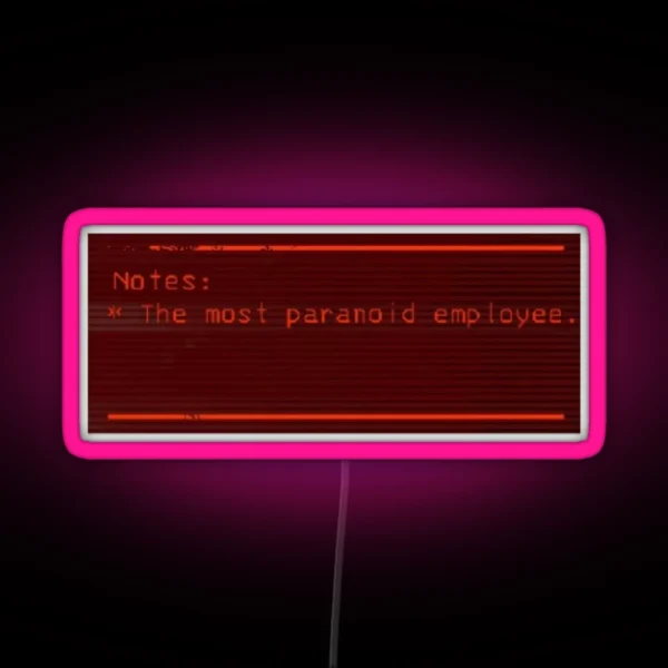 Lethal Company Notes Paranoid Colour Fill RGB Neon Sign