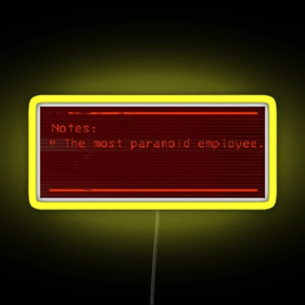 Lethal Company Notes Paranoid Colour Fill RGB Neon Sign