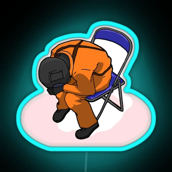 Lethal Company Sad Employee Drawing Fan Art RGB Neon Sign