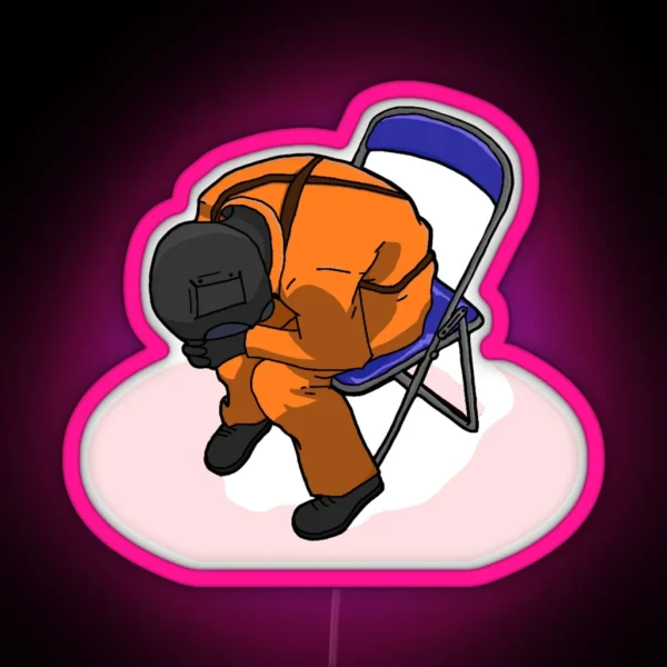 Lethal Company Sad Employee Drawing Fan Art RGB Neon Sign