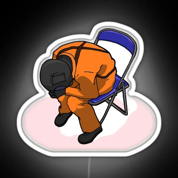 Lethal Company Sad Employee Drawing Fan Art RGB Neon Sign