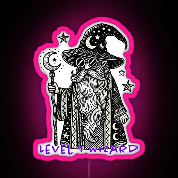 Level 1 Wizard RGB Neon Sign
