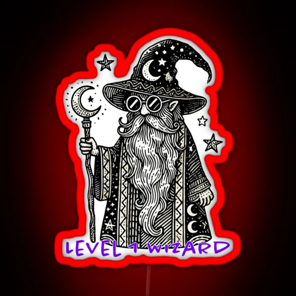 Level 1 Wizard RGB Neon Sign
