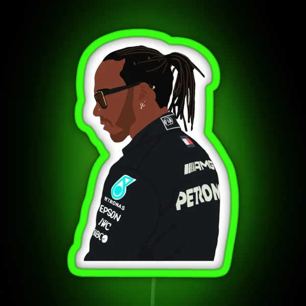 Lewis Hamilton For Mercedes At 2021 Pre Season Testing At Bahrain RGB Neon Sign