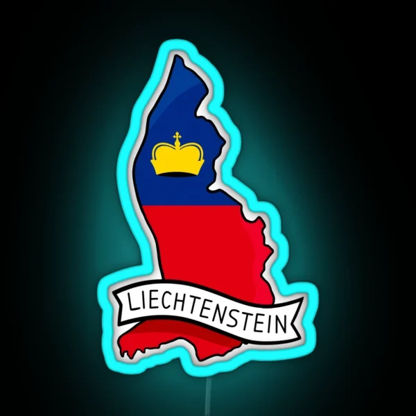 Liechtenstein Flag Map Led RGB Neon Sign