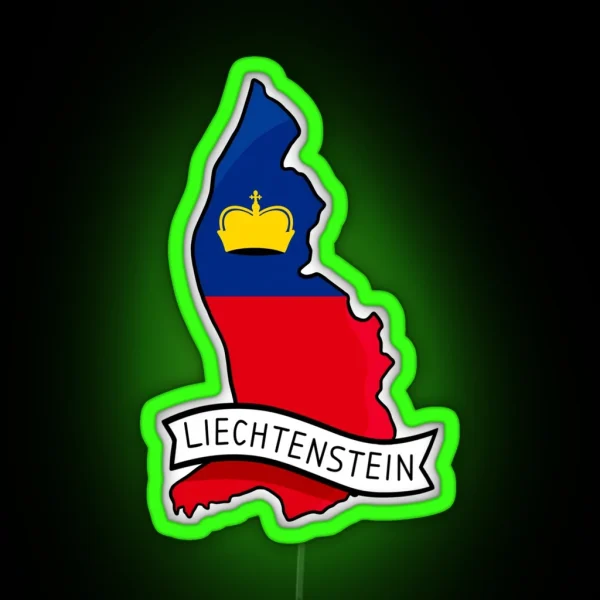 Liechtenstein Flag Map Led RGB Neon Sign