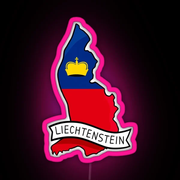 Liechtenstein Flag Map Led RGB Neon Sign