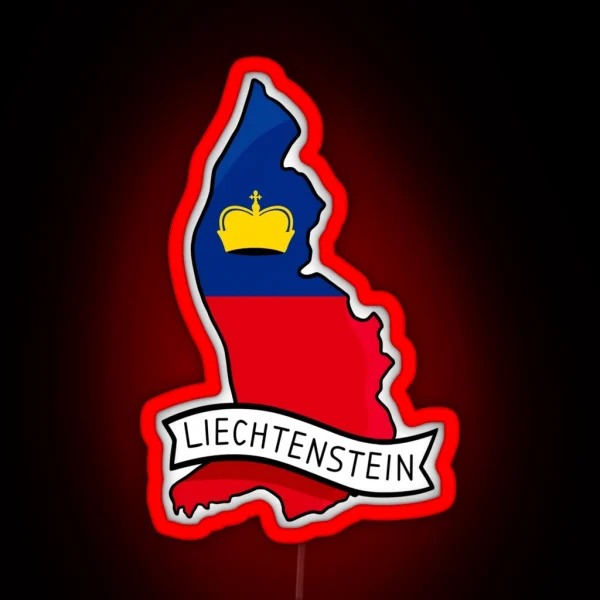 Liechtenstein Flag Map Led RGB Neon Sign