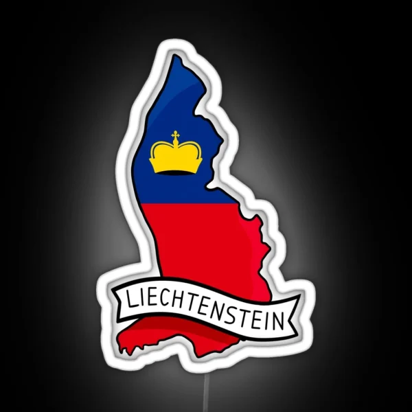 Liechtenstein Flag Map Led RGB Neon Sign