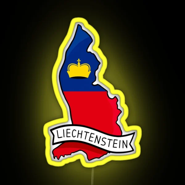 Liechtenstein Flag Map Led RGB Neon Sign