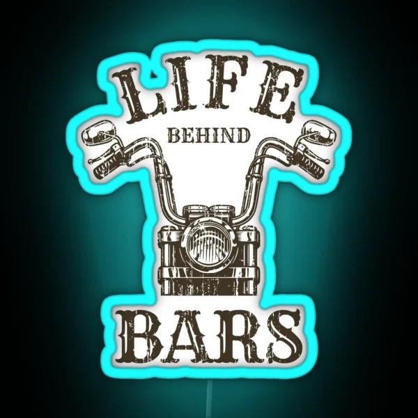 Life Behind Bars Motorcycle Rider Vintage RGB Neon Sign