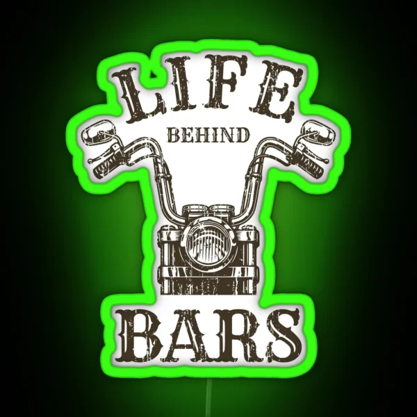 Life Behind Bars Motorcycle Rider Vintage RGB Neon Sign