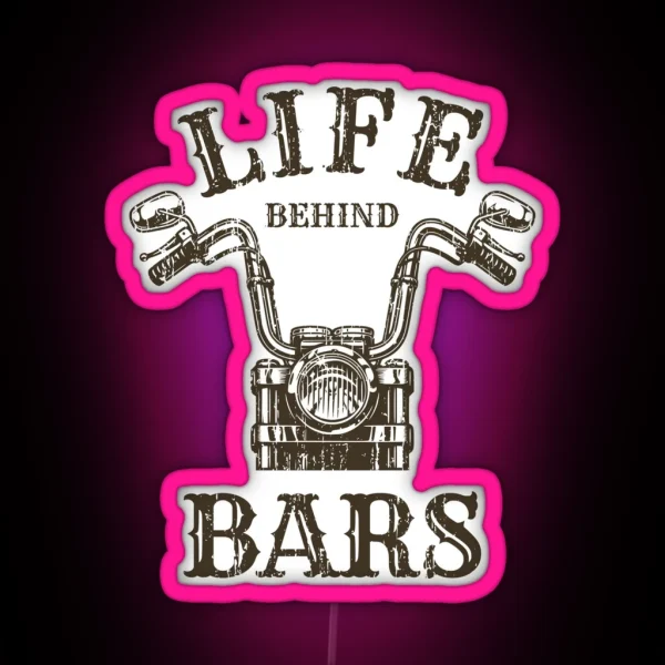 Life Behind Bars Motorcycle Rider Vintage RGB Neon Sign