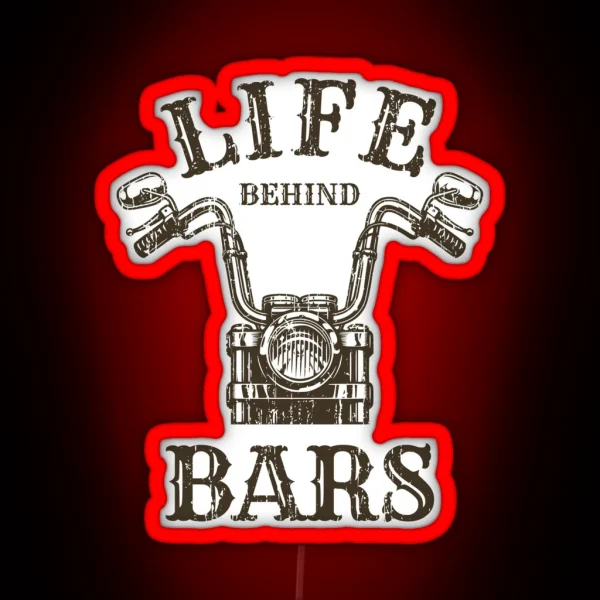 Life Behind Bars Motorcycle Rider Vintage RGB Neon Sign