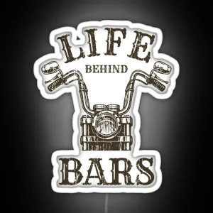 Life Behind Bars Motorcycle Rider Vintage Chopper Biker RGB Neon Sign