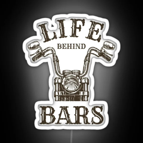 Life Behind Bars Motorcycle Rider Vintage RGB Neon Sign