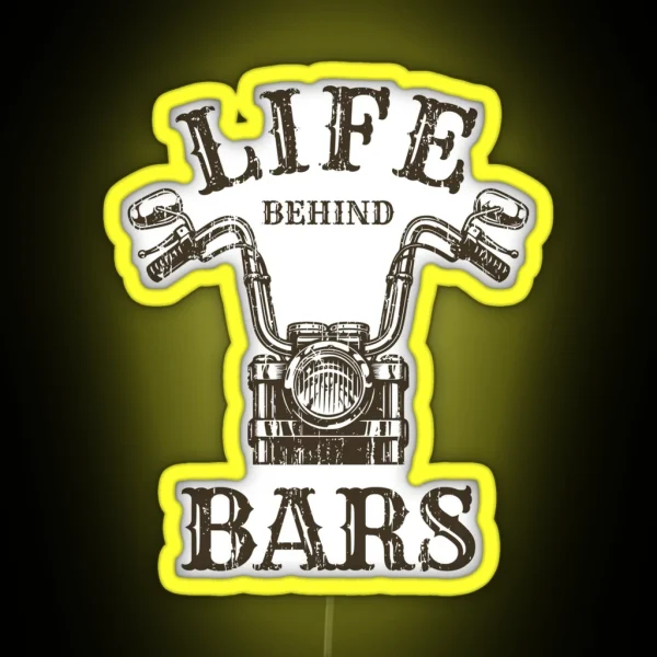 Life Behind Bars Motorcycle Rider Vintage RGB Neon Sign